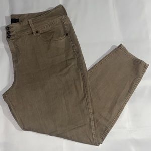 Torrid Denim Mid Rise 3 Button Tan Skinny Jeans